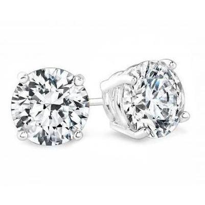 Round Cut Sparkling 4.50 Carats Diamonds Studs Earrings 14K Gold - Stud Earrings-harrychadent.ca