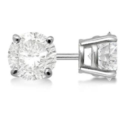 Round Natural Earth Mined Diamond Ladies Stud Earring 2 Carats White Gold