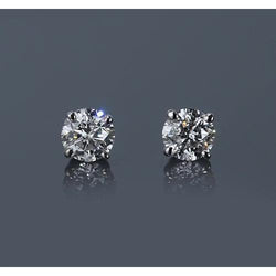 Round Natural Earth Mined Diamond Stud Earring 1 Carat Four Prong White Gold 14K Jewelry