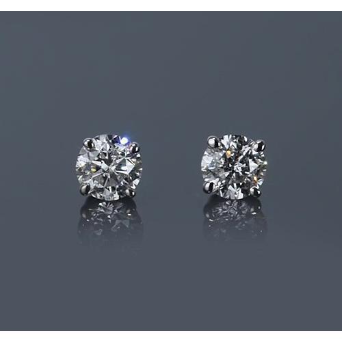 Round Diamond Stud Earring 1 Carat Four Prong White Gold 14K Jewelry - Stud Earrings-harrychadent.ca