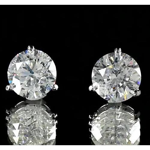 Round Diamond Stud Earring 2 Carats White Gold 14K Jewelry - Stud Earrings-harrychadent.ca
