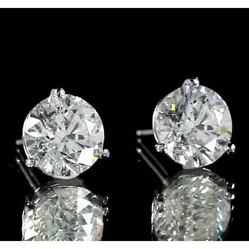 Round Diamond Stud Earring 2 Carats White Gold 14K Jewelry - Stud Earrings-harrychadent.ca