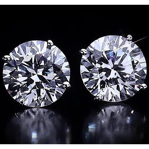 Round Diamond Stud Earrings 4.50 Carats White Gold 14K F Vs1 - Stud Earrings-harrychadent.ca