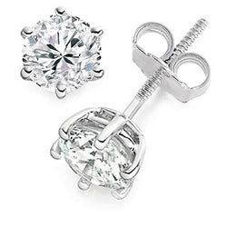 Round Shape Natural Earth Mined Diamond Stud Earring 4 Carats White Gold Women Jewelry