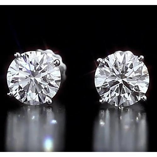 Round Stud Diamond Earring 4.50 Carats White Gold 14K Vs1 F - Stud Earrings-harrychadent.ca