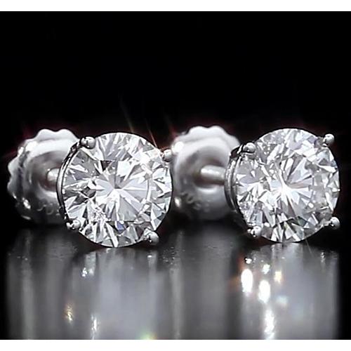 Round Stud Diamond Earring 4.50 Carats White Gold 14K Vs1 F - Stud Earrings-harrychadent.ca
