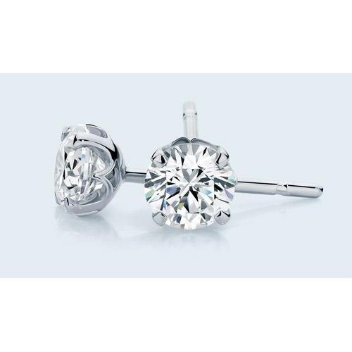 Solitaire 1.80 Ct Prong Set Round Diamonds Stud Earring White Gold - Stud Earrings-harrychadent.ca