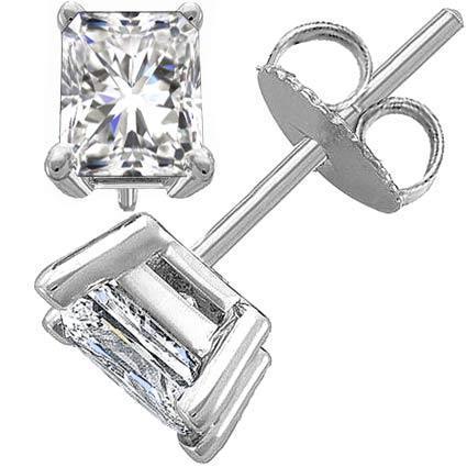 Solitaire Radiant Cut Diamond Stud Earring 2 Carats White Gold 14K - Stud Earrings-harrychadent.ca