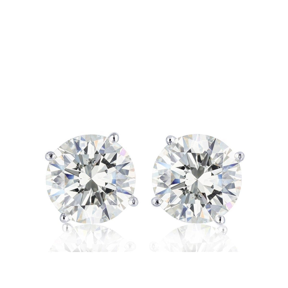 Solitaire Round Cut 2 Carats Diamond Stud Earring White Gold 14K - Stud Earrings-harrychadent.ca