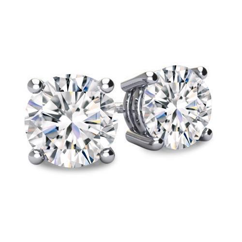Sparkling 2 Carats Round Diamond Stud Earring White Gold 14K - Stud Earrings-harrychadent.ca
