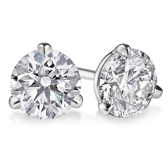 Sparkling Big Round Cut Solitaire Diamond Stud Earring 5 Ct. Gold 14K - Stud Earrings-harrychadent.ca