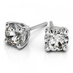 Sparkling Round Cut 3.40 Ct Diamonds Lady Studs Earring White Gold 14K