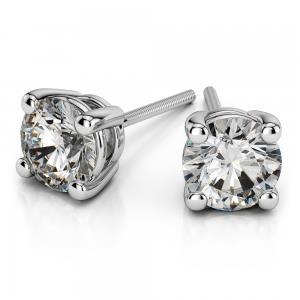 Sparkling Round Cut 3.40 Ct Diamonds Lady Studs Earring White Gold 14K - Stud Earrings-harrychadent.ca