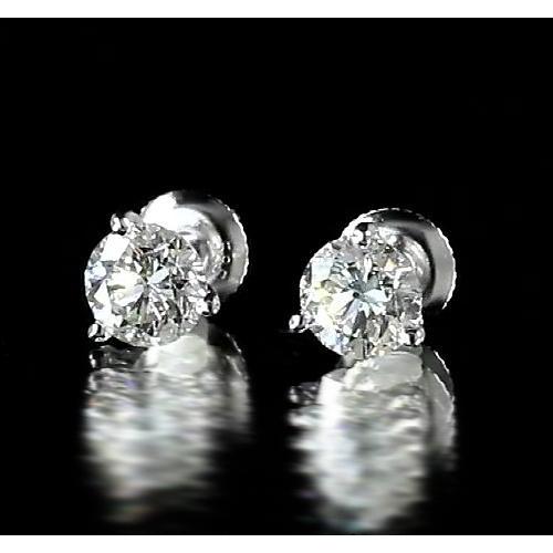 Stud Earring Martini Set Round Diamond White Gold 14K - Stud Earrings-harrychadent.ca