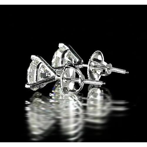 Stud Earring Martini Set Round Diamond White Gold 14K - Stud Earrings-harrychadent.ca