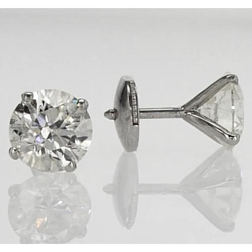Stud Earring Round Diamond 1.60 Carats White Gold 14K - Stud Earrings-harrychadent.ca