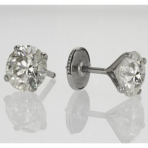 Stud Earring Round Diamond 1.60 Carats White Gold 14K - Stud Earrings-harrychadent.ca