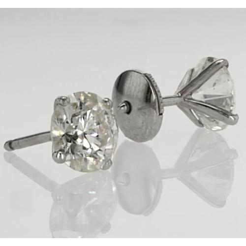 Stud Earring Round Diamond 1.60 Carats White Gold 14K - Stud Earrings-harrychadent.ca