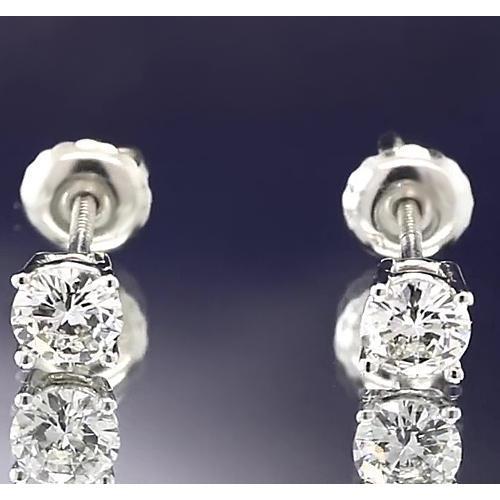 Stud Earrings 2 Carats Round Diamond Jewelry White Gold 14K - Stud Earrings-harrychadent.ca