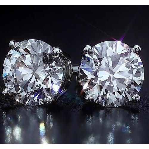 Stud Earrings 4 Carats Round Cut Diamond Jewelry White Gold 14K - Stud Earrings-harrychadent.ca