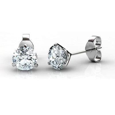 Three Prong Set 4.50 Carats Round Cut Diamonds Studs Earring 14K - Stud Earrings-harrychadent.ca