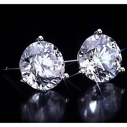 Three Prong Stud Earring Round Diamond 2.50 Carats Jewelry - Stud Earrings-harrychadent.ca