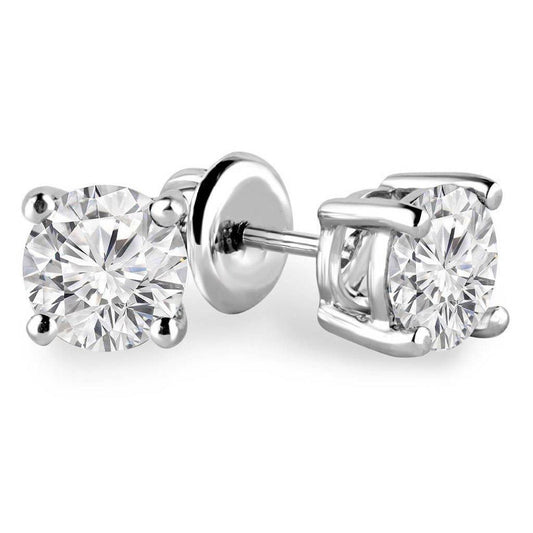 White Gold 14K Sparkling 4 Ct Round Cut Diamonds Studs Earrings - Stud Earrings-harrychadent.ca