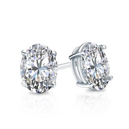 Women 1.40 Carats Oval Cut Diamond Stud Earring White Gold 14K - Stud Earrings-harrychadent.ca