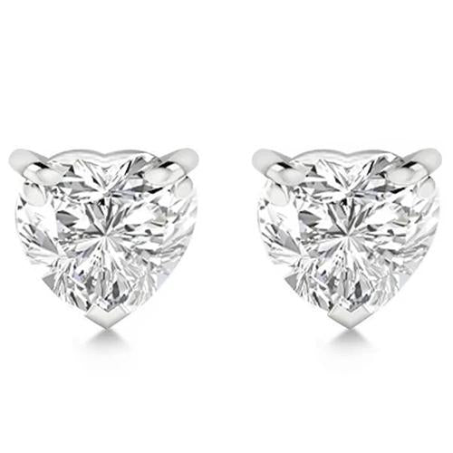 Women 2 Carats Heart Cut Diamond Stud Earrings Solid White Gold 14K - Stud Earrings-harrychadent.ca