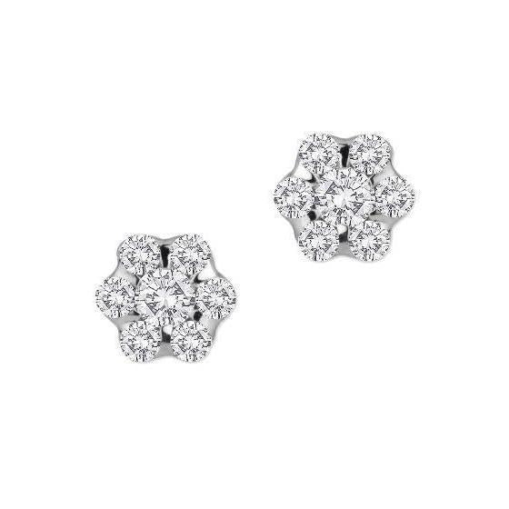 5.25 Carats Round Cut Diamond Women Pave Stud Earrings White Gold 14K - Studs- Halo-harrychadent.ca