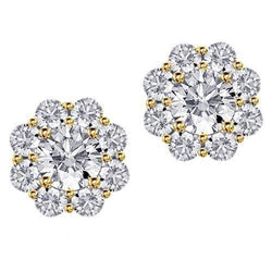 Natural Round Diamond Halo Stud Earrings Pave 4.50 Ct. Yellow Gold14K