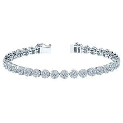 20 Carats White Round Natural Earth Mined Diamond Tennis Bracelet White Gold Jewelry