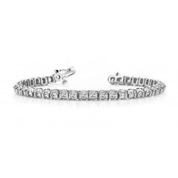 3.80 Carats Round Cut Natural Earth Mined Diamonds Tennis Bracelet 14K White Gold