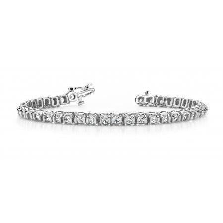 3.80 Carats Round Cut Diamonds Tennis Bracelet 14K White Gold - Tennis Bracelet-harrychadent.ca