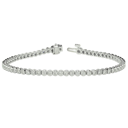 4.50 Carats Round Diamond Tennis Bracelet Half Bezel Set WG 14K - Tennis Bracelet-harrychadent.ca