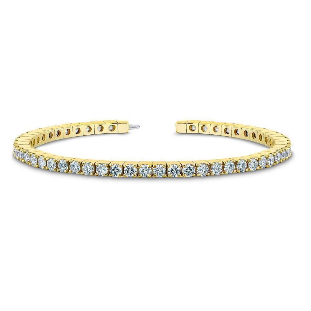 4.95 Carats Round Diamond Tennis Bracelet Yellow Gold 14K - Tennis Bracelet-harrychadent.ca