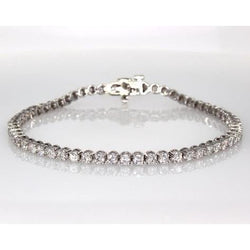 5 Carats Round Natural Earth Mined Diamond Tennis Bracelet Women White Gold Jewelry