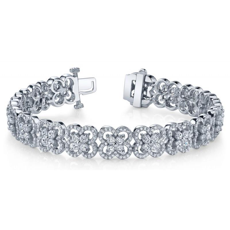 8.60 Carats Round Diamonds Tennis Bracelet White Gold 14K - Tennis Bracelet-harrychadent.ca