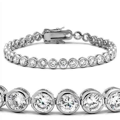 9.60 Carats Round Cut Diamonds Bezel Setting Bracelet White Gold - Tennis Bracelet-harrychadent.ca