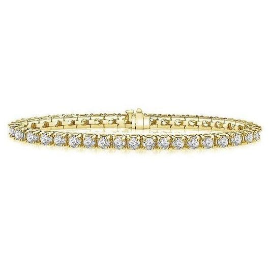 Brilliant Cut 12.80 Ct Prong Set Diamonds Bracelet YG 14K - Tennis Bracelet-harrychadent.ca