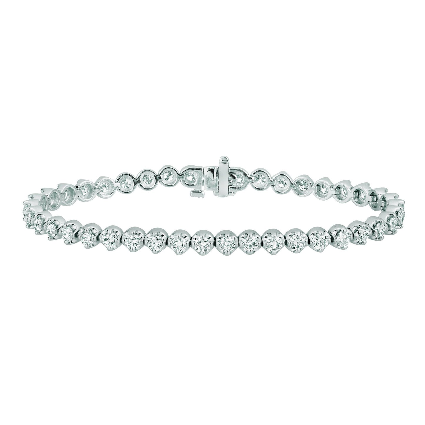 Genuine Diamond Tennis Bracelet 7 Carats 14K White Gold