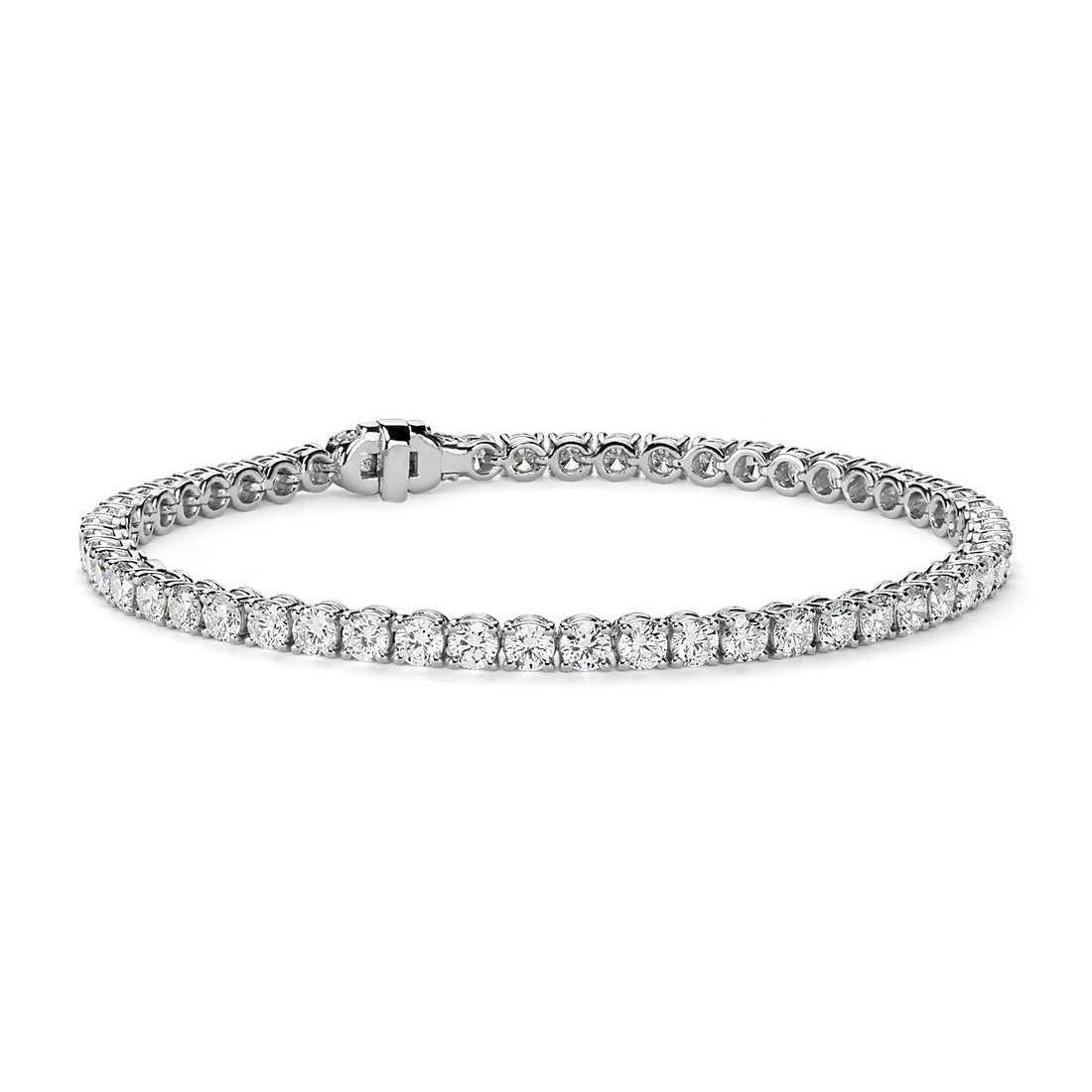 Ladies 5.72 Carats Round Cut Diamonds Tennis Bracelet 14K White Gold - Tennis Bracelet-harrychadent.ca