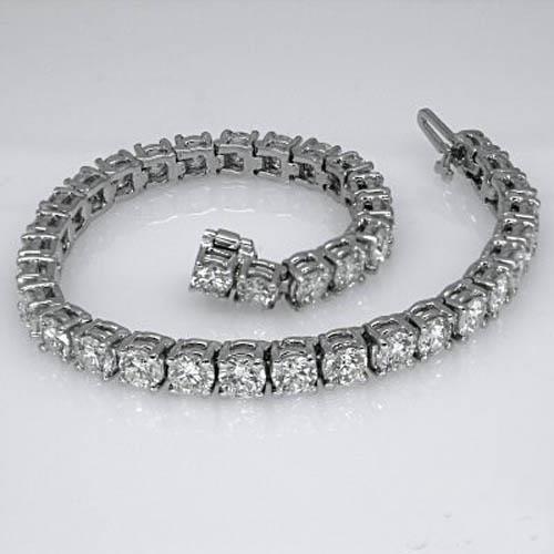 Lady Tennis Bracelet 18.50 Carats Round Cut Diamond White Gold Fine - Tennis Bracelet-harrychadent.ca