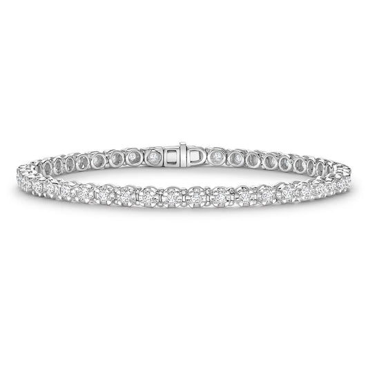 Round Cut Natural Diamond Tennis Bracelet White 14K Gold 4.40 Carats - Tennis Bracelet-harrychadent.ca