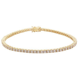 Small Round Cut 3.50 Carats Natural Earth Mined Diamonds Tennis Bracelet Gold Yellow 14K