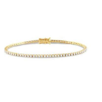 Yellow Gold 14K 2.40 Carats Small Round Diamond Lady Tennis Bracelet - Tennis Bracelet-harrychadent.ca