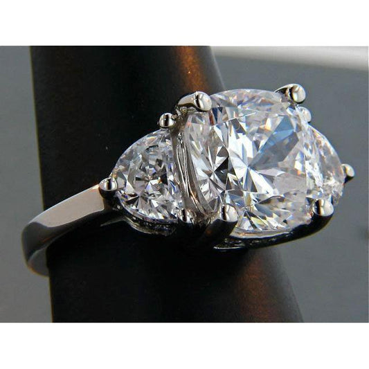 2.15 Ct. Cushion Half Moon Diamond Royal Engagement Ring Gold - Three Stone Ring-harrychadent.ca