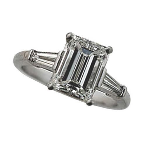 2.35 Carat Emerald Cut Diamond Three Stone Ring White Gold 18K - Three Stone Ring-harrychadent.ca