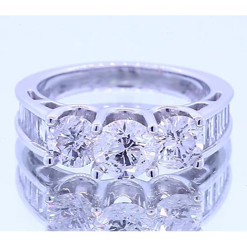 2.50 Carats Round 3 Stone Diamond Engagement Ring White Gold 14K - Three Stone Ring-harrychadent.ca