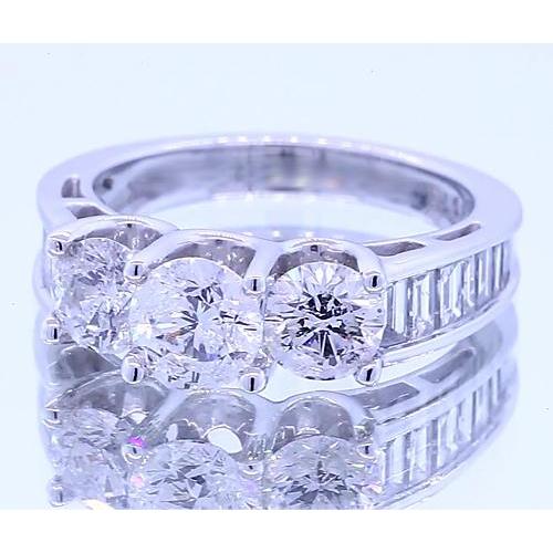 2.50 Carats Round 3 Stone Diamond Engagement Ring White Gold 14K - Three Stone Ring-harrychadent.ca